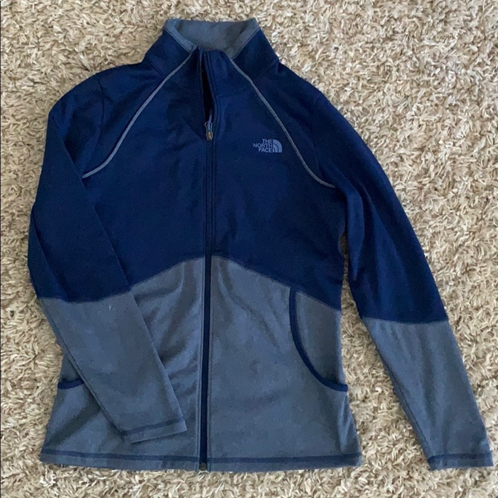 north face soft shell blue jacket